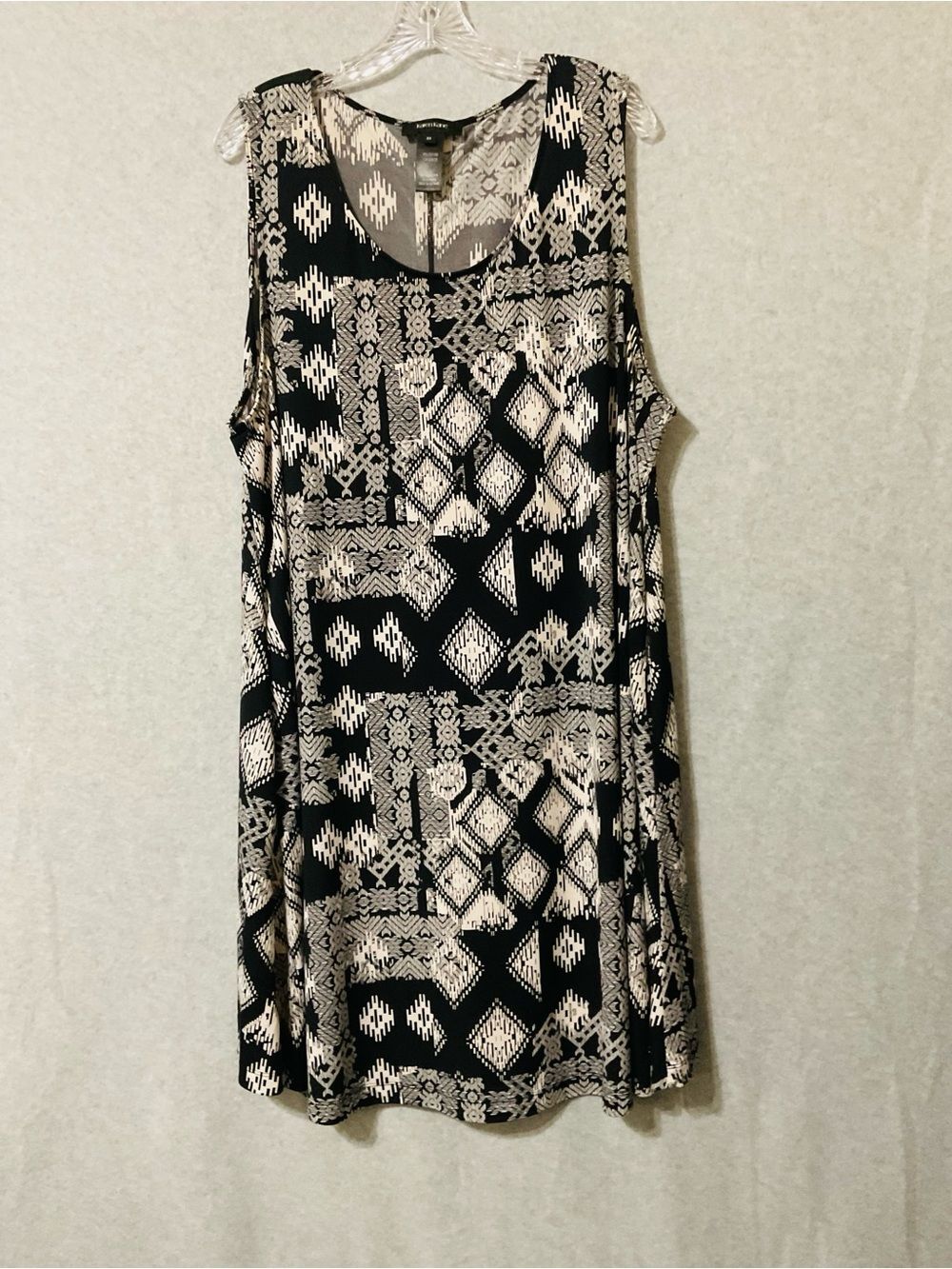 Karen Kane Black and Cream Geometric Print Dress  Sz 3X